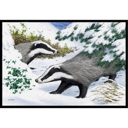 Micasa Badgers in the Snow Indoor or Outdoor Mat18 x 27 MI893021